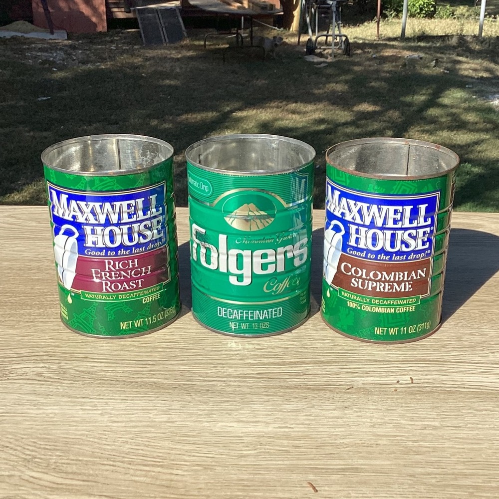 Vintage Maxwell House & Folgers Coffee Tin Lot of 3 Metal Advertising Cans Decor